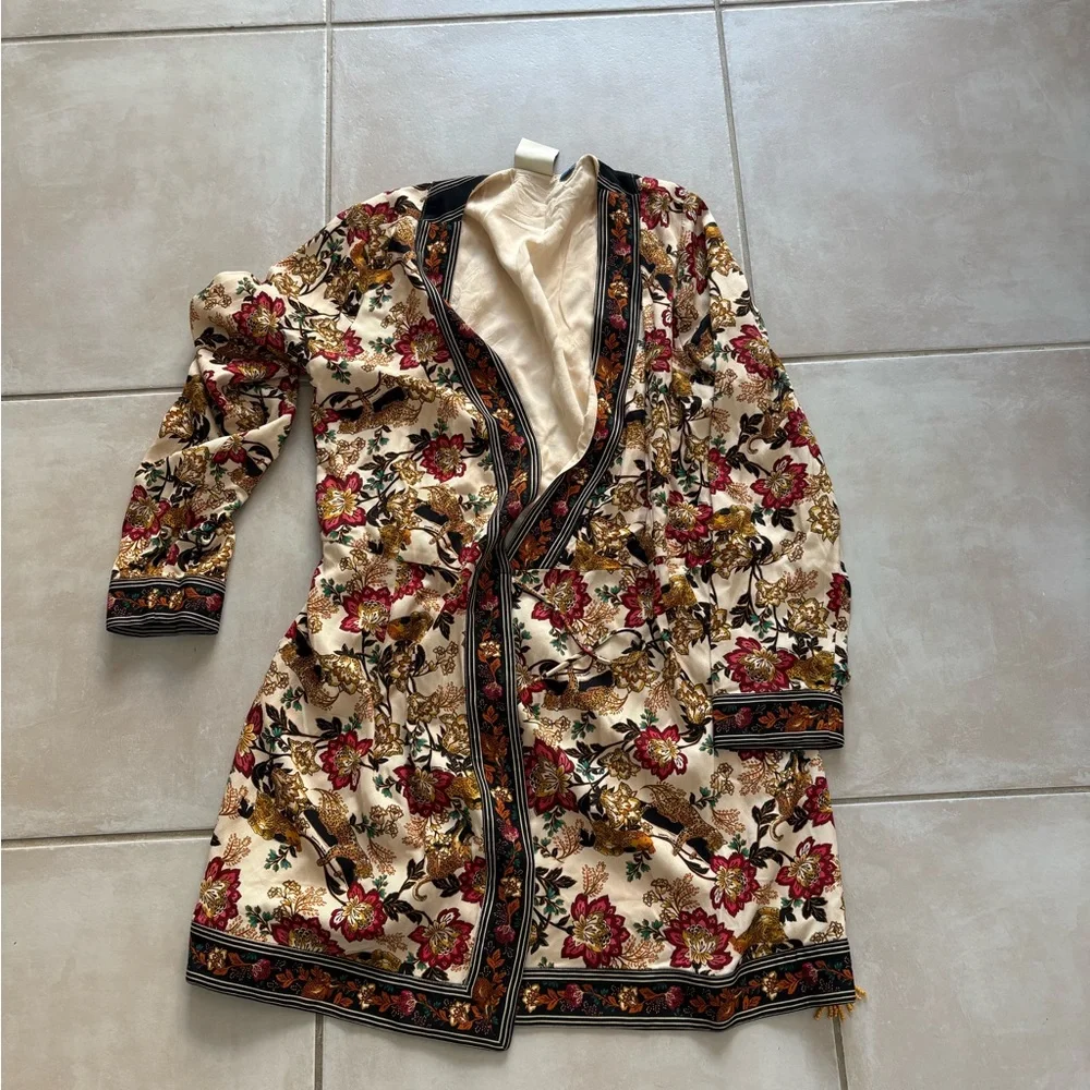 Farm Rio Long Sleeve Printed Wrap Mini Dress - Picture 3 of 6